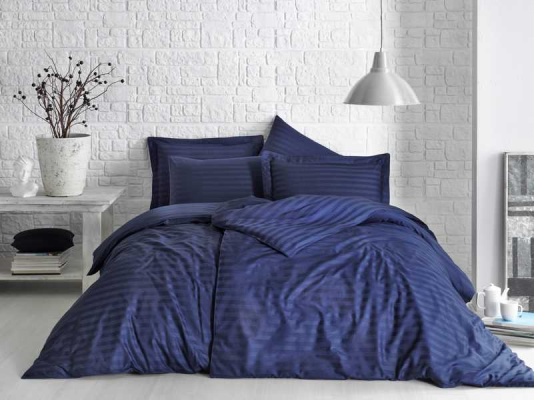 Комплект Постельного Белья Tivolyo Home Jacquard Banded Синий